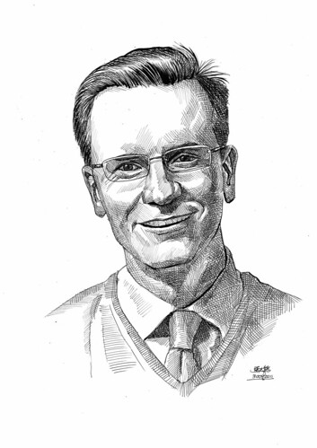 portrait in pen and brush of Dr. Micheal Clem