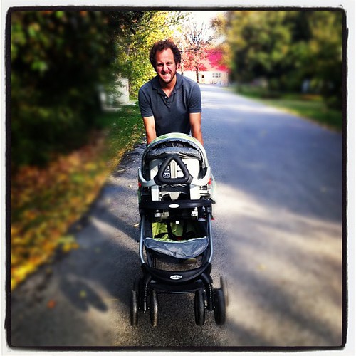 Poppin a wheelie on our first family walk.