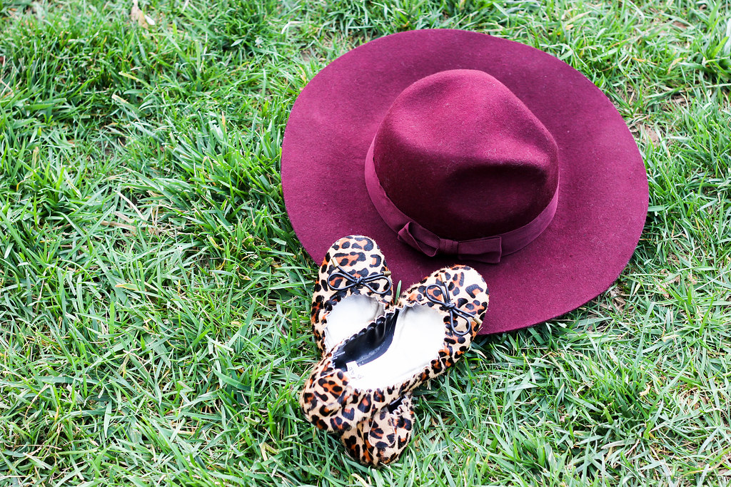 plum hats and leopard flats
