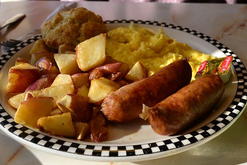 Surry Sausage, Potatoes, Eggs, Biscuit by pjpink