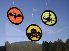 Halloween faux stained glass ornaments