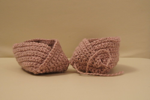 Booties made with 2 ply handspun merino yarn