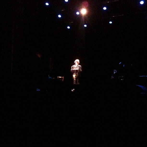 An Evening with @neilhimself and @amandapalmer in LA at the Wilshire Ebelll Theatre... Neil reading ...