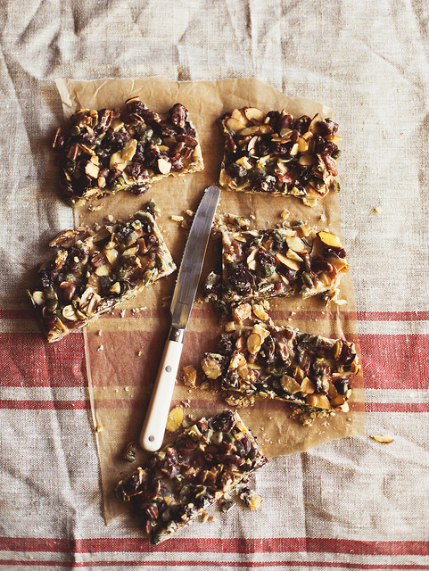 caramel nut bars with dried cherries