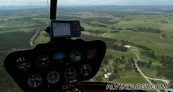 Up in the air and Hunter Valley below