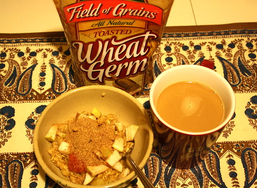wheat germ, apples, stovetop oats, coffee