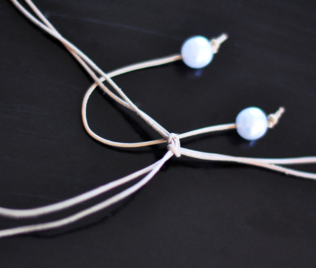 Leather and Pearl Necklace DIY - 3