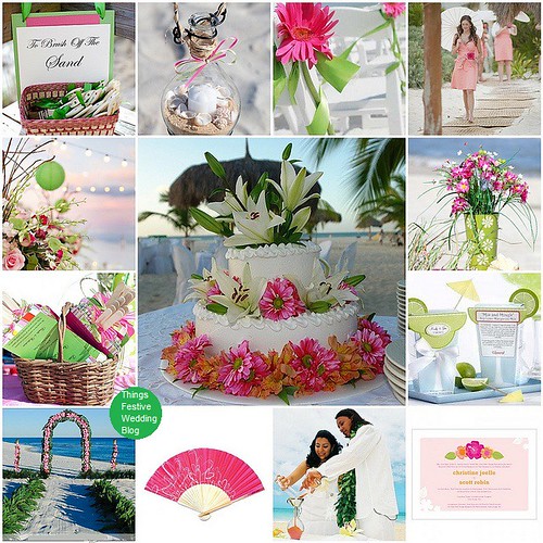 Pink and Green Beach Wedding Theme