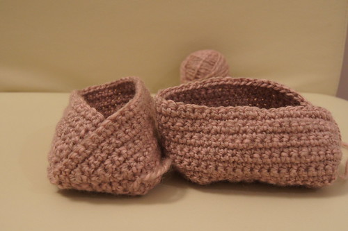 Booties made with 2 ply handspun merino yarn