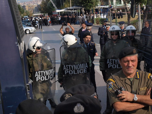 Greek protesters close down military parade during anti - government protest