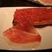 Jose Andres The Bazaar - my bite of Jamon Serrano Fermin and a slice of Catalan Style Toasted Bread, Tomato
