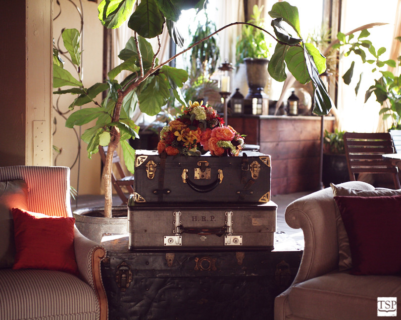 Luggage and Flowers for Steven Moore Decor