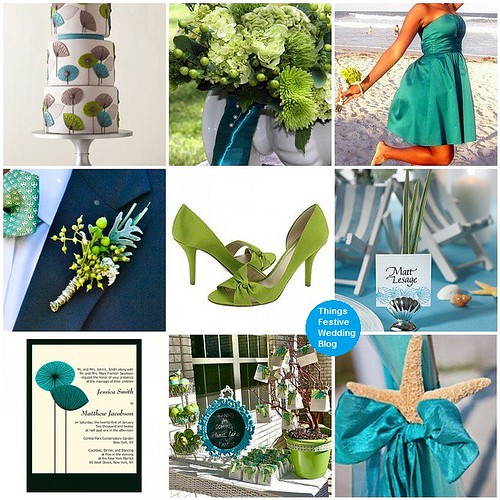 teal and apple green wedding