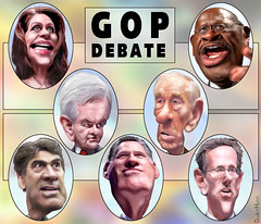 Caricatures: GOP Presidential Debate Participants