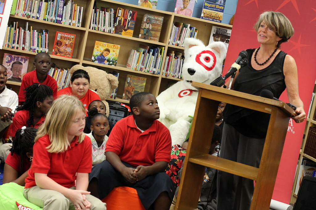 Library makeover at Burns Elem from Target