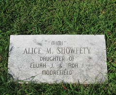 Alice Velma Moorefield Showfety Gravestone
