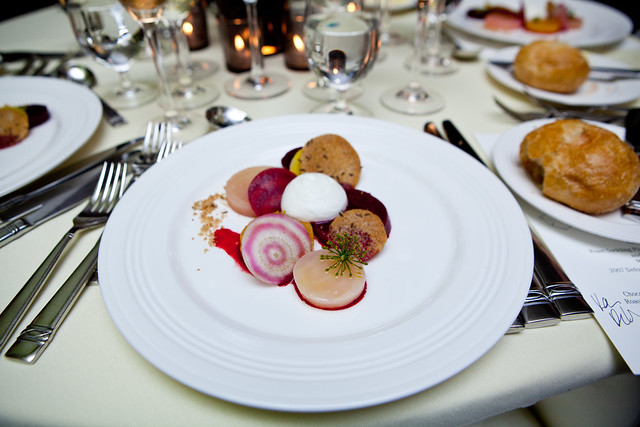 Beet salad with chèvre frais and caraway by Chef Daniel Humm of Eleven Madison Park