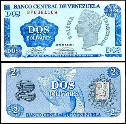 2 Bolívares Venezuela 1989, Pick 69