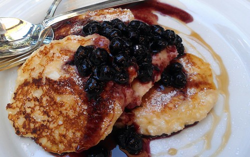 Ricotta-Stuffed Pancakes w Blueberry Sauce
