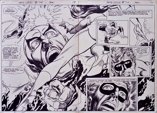 Green Lantern 74 inked double page spread by Gil Kane and Murphy Anderson