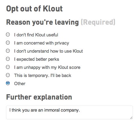 Opt Out of Klout