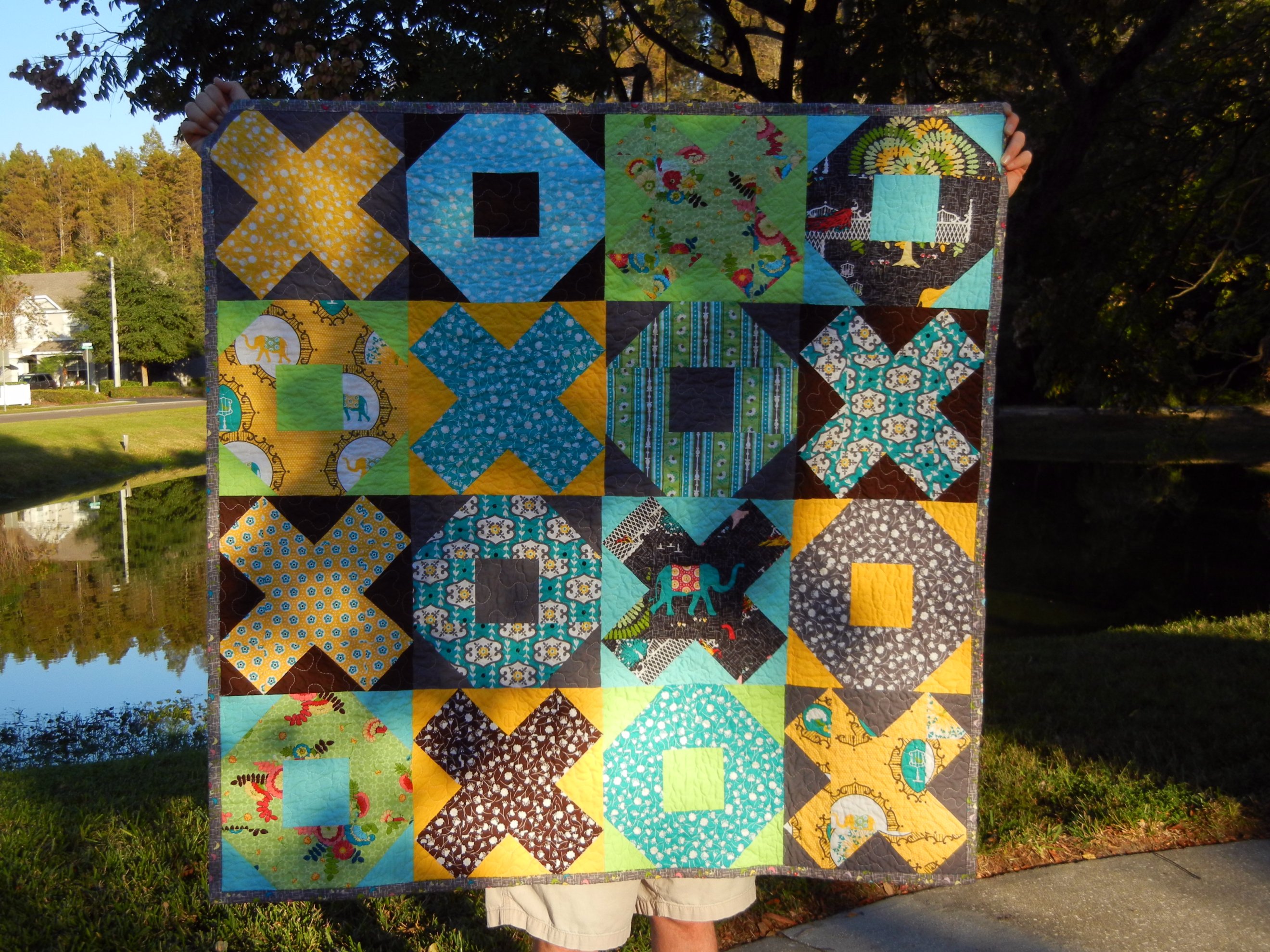 X and O quilt - front view
