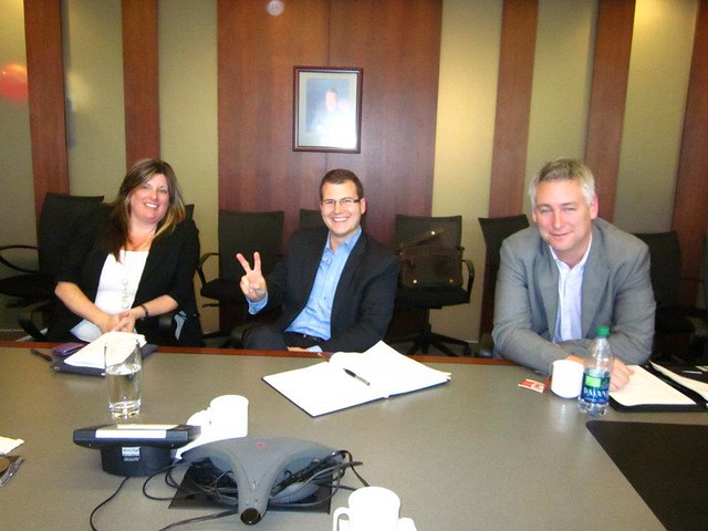 Investors and Board Members Kim Maust, Justen Harcourt and Ross Paul at PlaceSpeak's November Board Meeting.