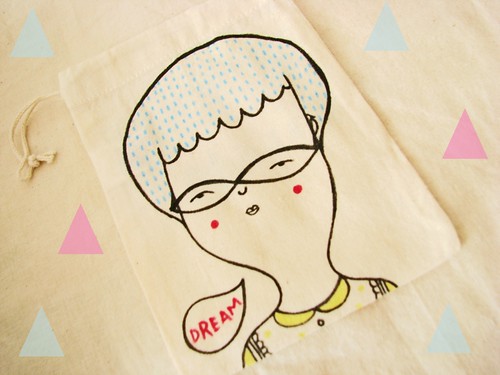 DREAM hand painted muslin cotton/canvas bag by Pinkrain Indie Design