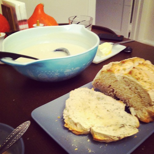 Potato Roquefort soup and Homemade Bread