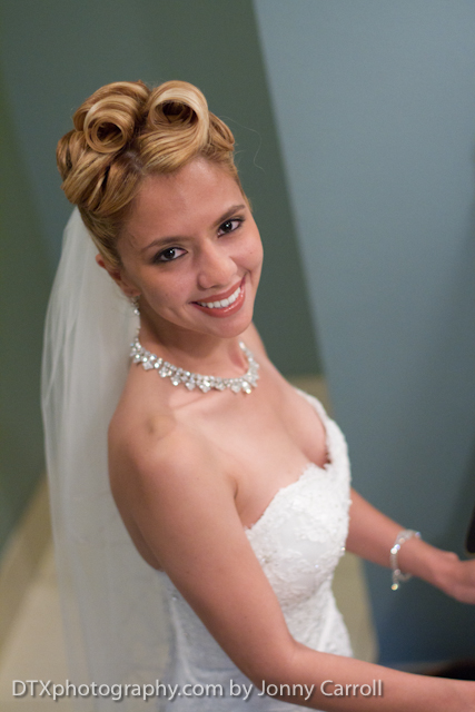 sexy bride in dress at wedding
