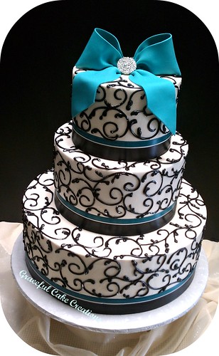 Teal and Black Wedding Cake Photo credit Graceful Cake Creations 