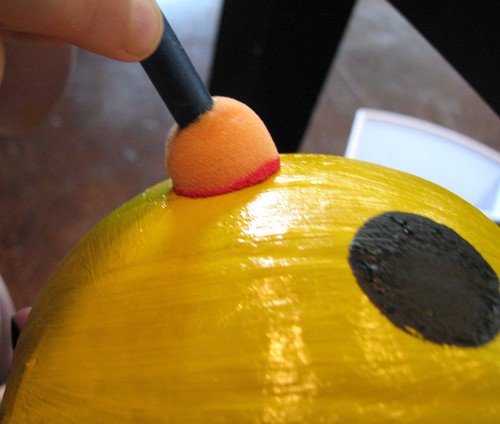 Pikachu Pumpkin - painting cheeks