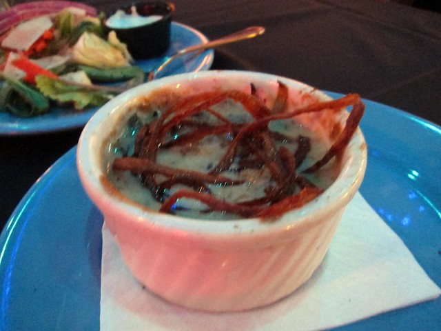 unappetizing looking photo of GREEN BEAN CASSEROLE from dinos ferndale