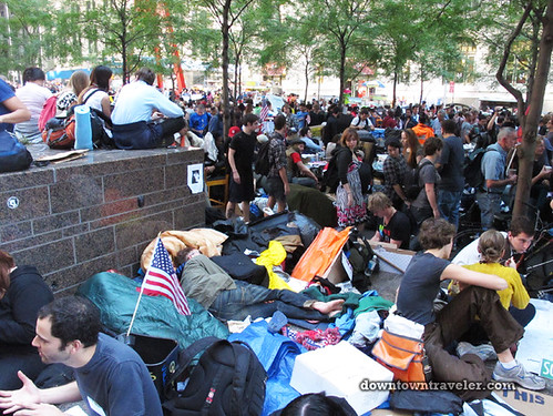 NYC Occupy Wall Street Rally Oct 8 2011 sleeping