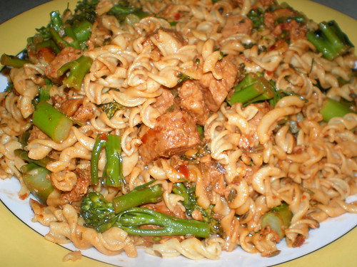 Spicy Tempeh and Broccoli Rabe with Rotelle