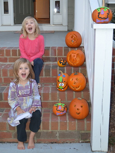 The girls and the pumpkins