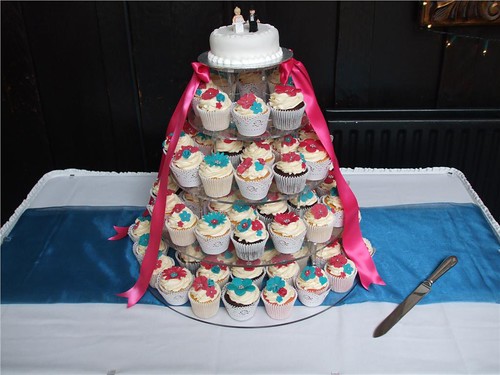 Turquoise and pink wedding cupcake tower a photo on Flickriver