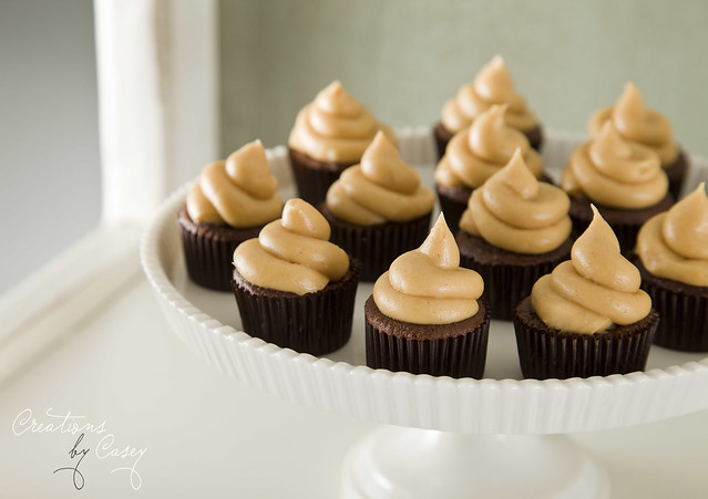 Chocolate cupcakes with peanut butter frosting
