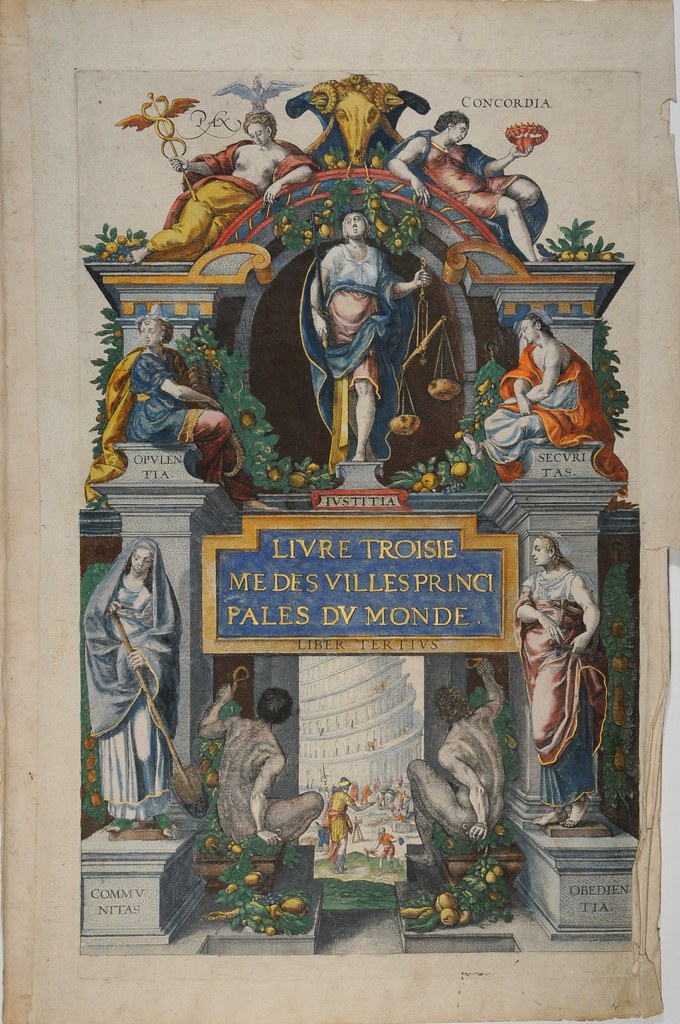 title page: ornate funereal-like monument adorned with classical figures