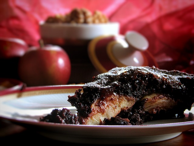 Apple Walnut Brownie Cake