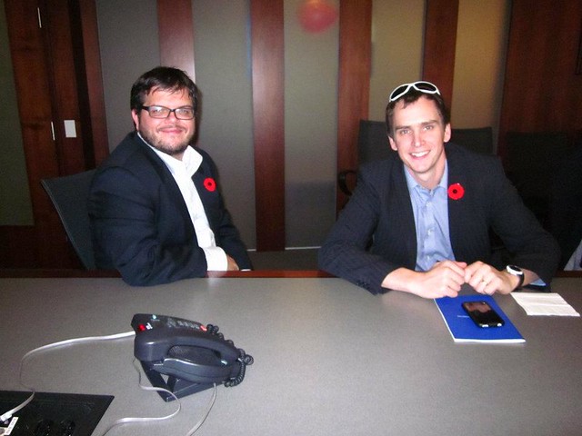 Social Media Manager Yuri Artibise and GIS Specialist Will Cadell at PlaceSpeak's November Board Meeting.