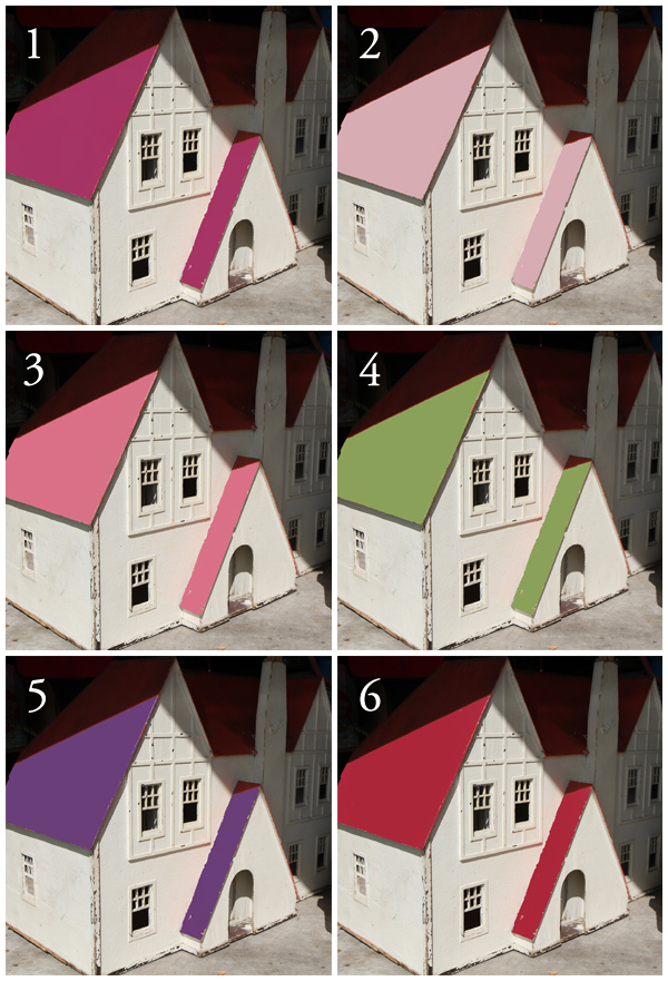 Picking a new roof color for a dollhouse