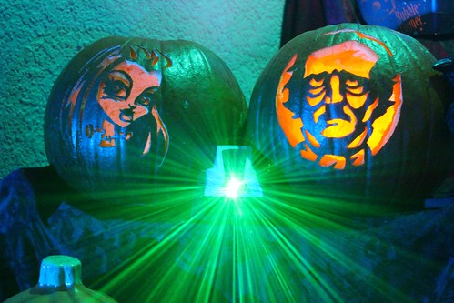 Real carved pumpkins - Frankie Stein from Monster High and Edgar Allan Poe