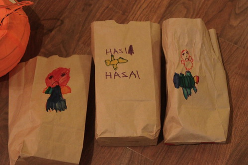 decorated bags for storing Halloween candy