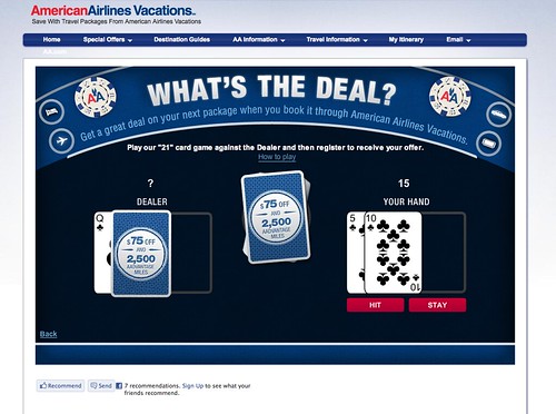Screenshot of AA Vacations What's the Deal promotion