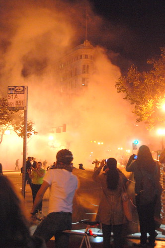 Tear gas deployment at Occupy Oakland Protest, downtown, Oakland, California