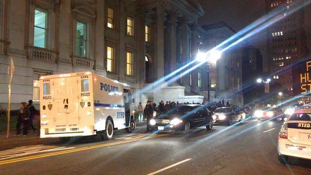 Paddy wagon moving in near the back of the march #ows #occupywallstreet