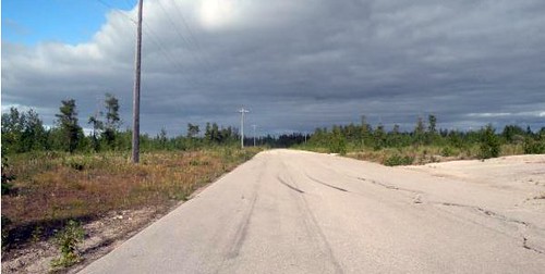 abandoned street, Pine Point (via John Sandlos, via Network in Canadian History & Environment)