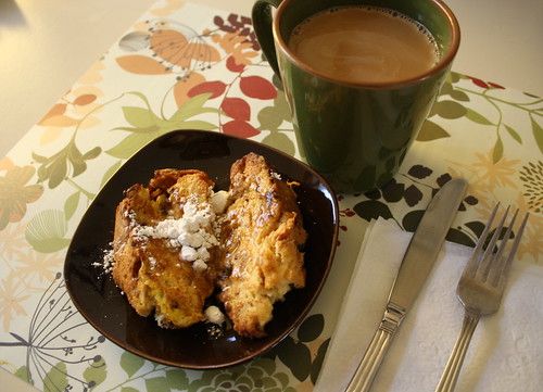 panettone french toast and coffee