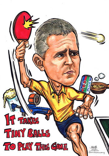 Table tennis player caricature for Electronic Arts Asia Pacific Pte Ltd